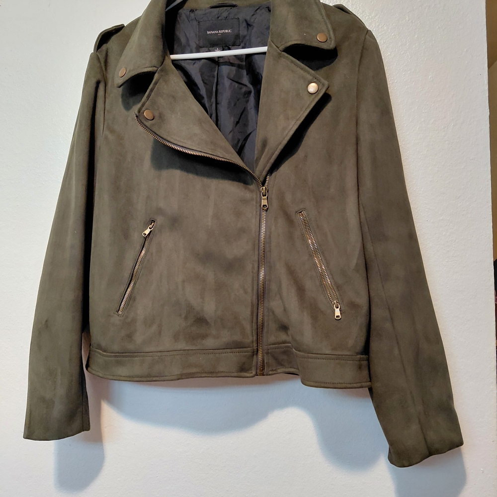 Banana Republic Olive Green Suede Moto Jacket